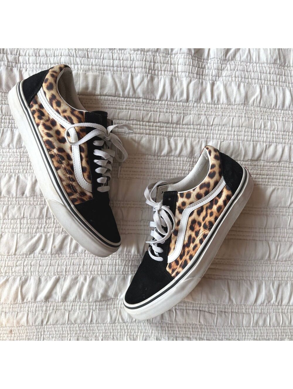 Vans Old Skool Leopard Print Suede Sneakers Women 10 / Men 8.5 Low Top